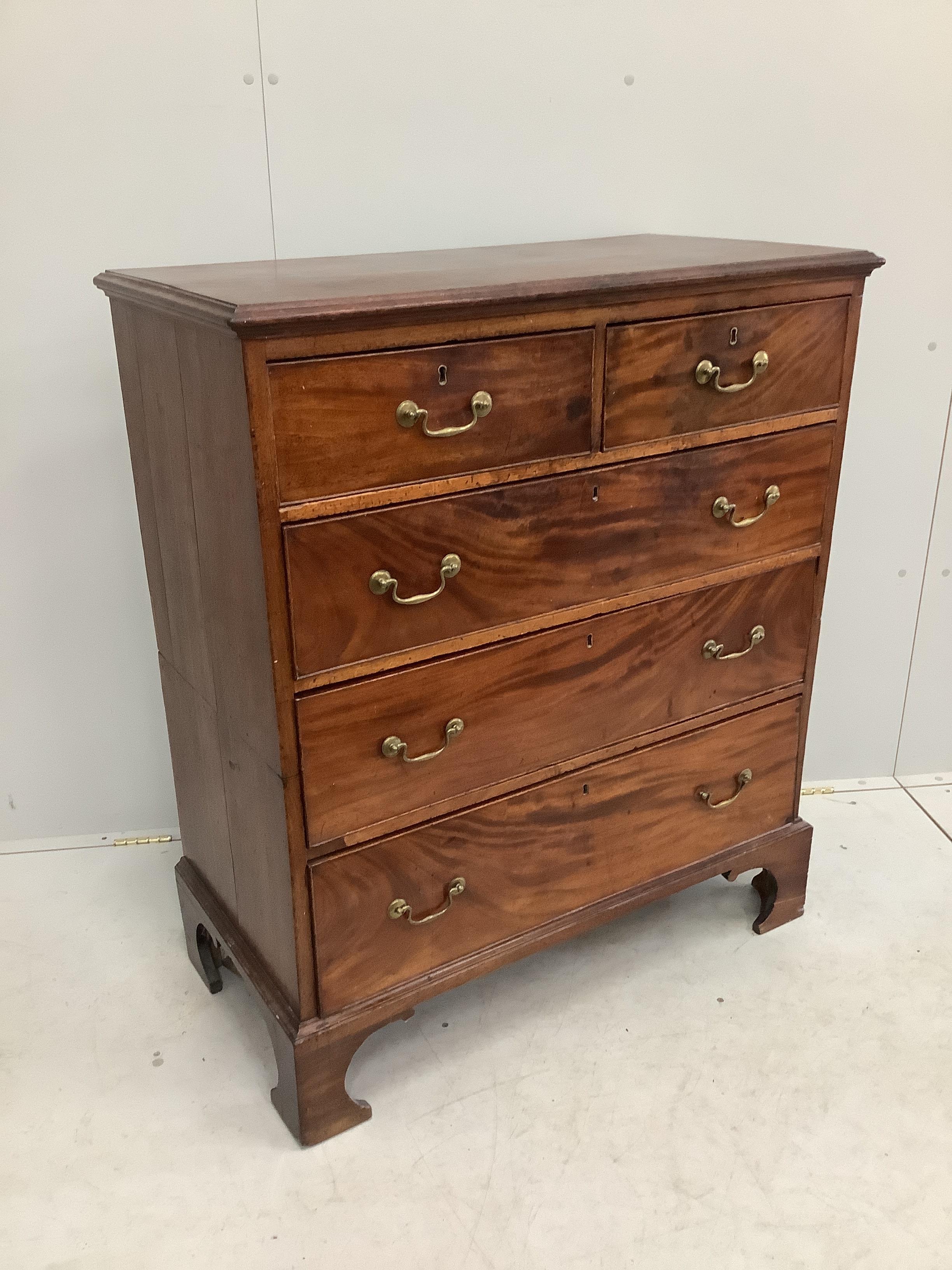 A George III mahogany five drawer chest, width 95cm, depth 48cm, height 110cm